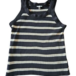 En Creme Black and White Striped Tank Top